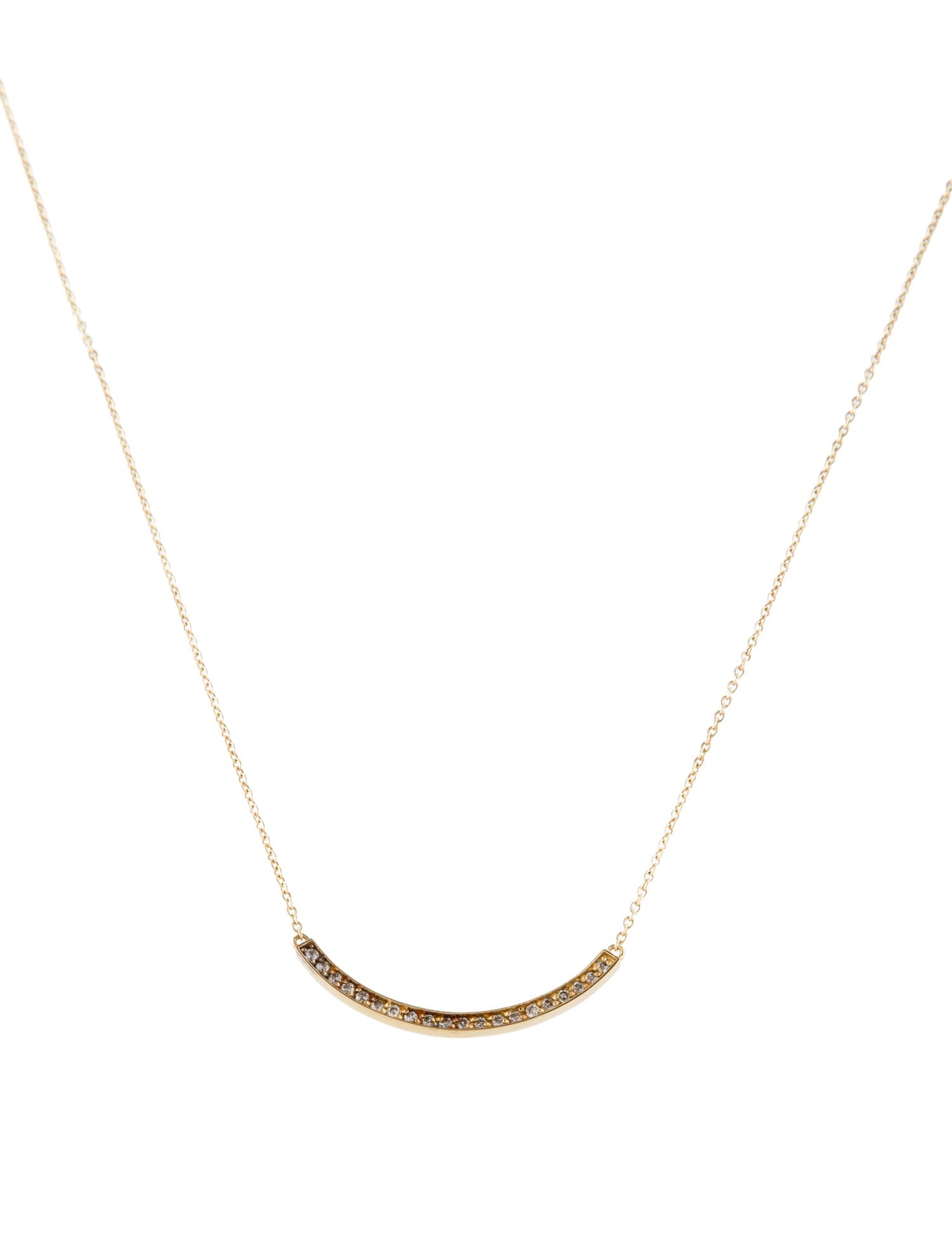Jennifer Meyer Diamond Curved Stick Pendant Necklace