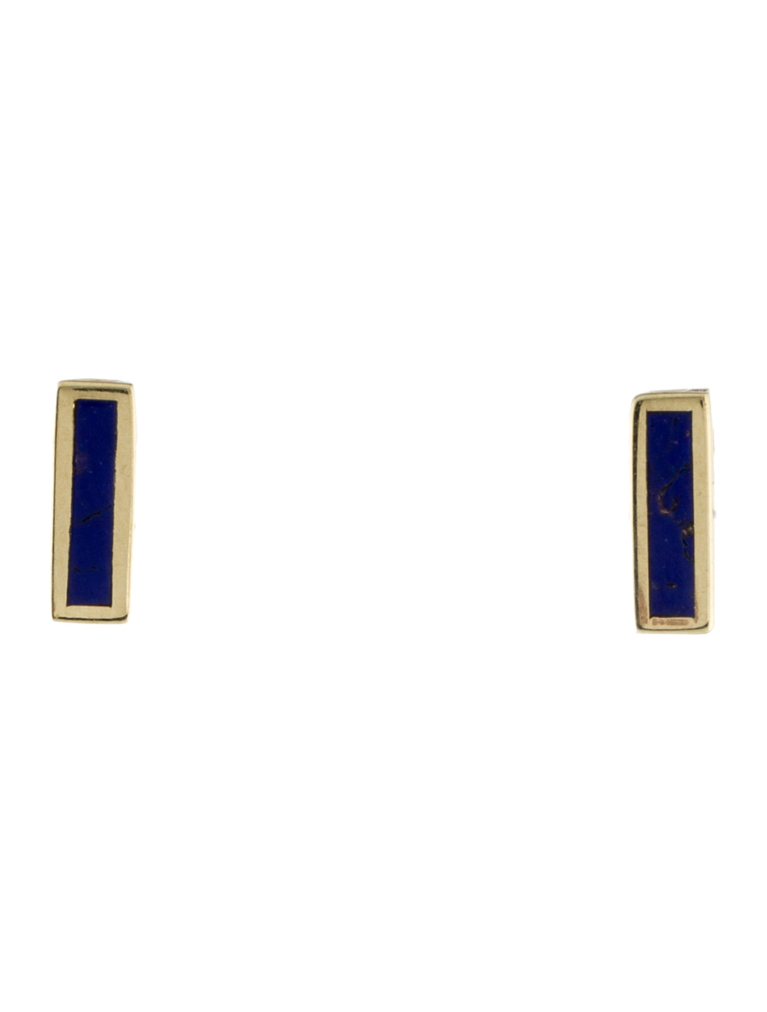 Jennifer Meyer 18K Lapis Inlay Bar Stud Earrings
