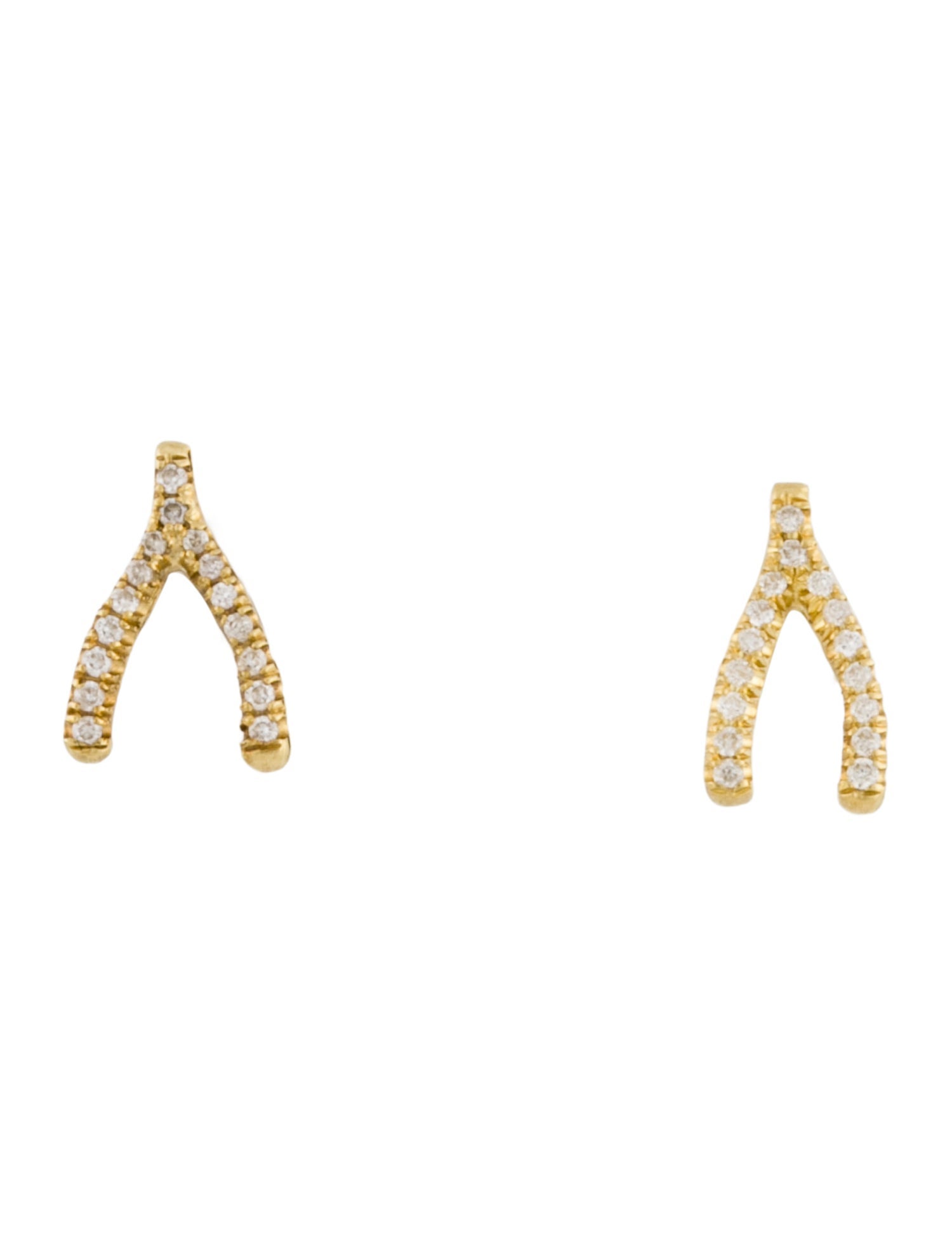 Jennifer Meyer 18k Diamond Mini Wishbone Stud Earrings