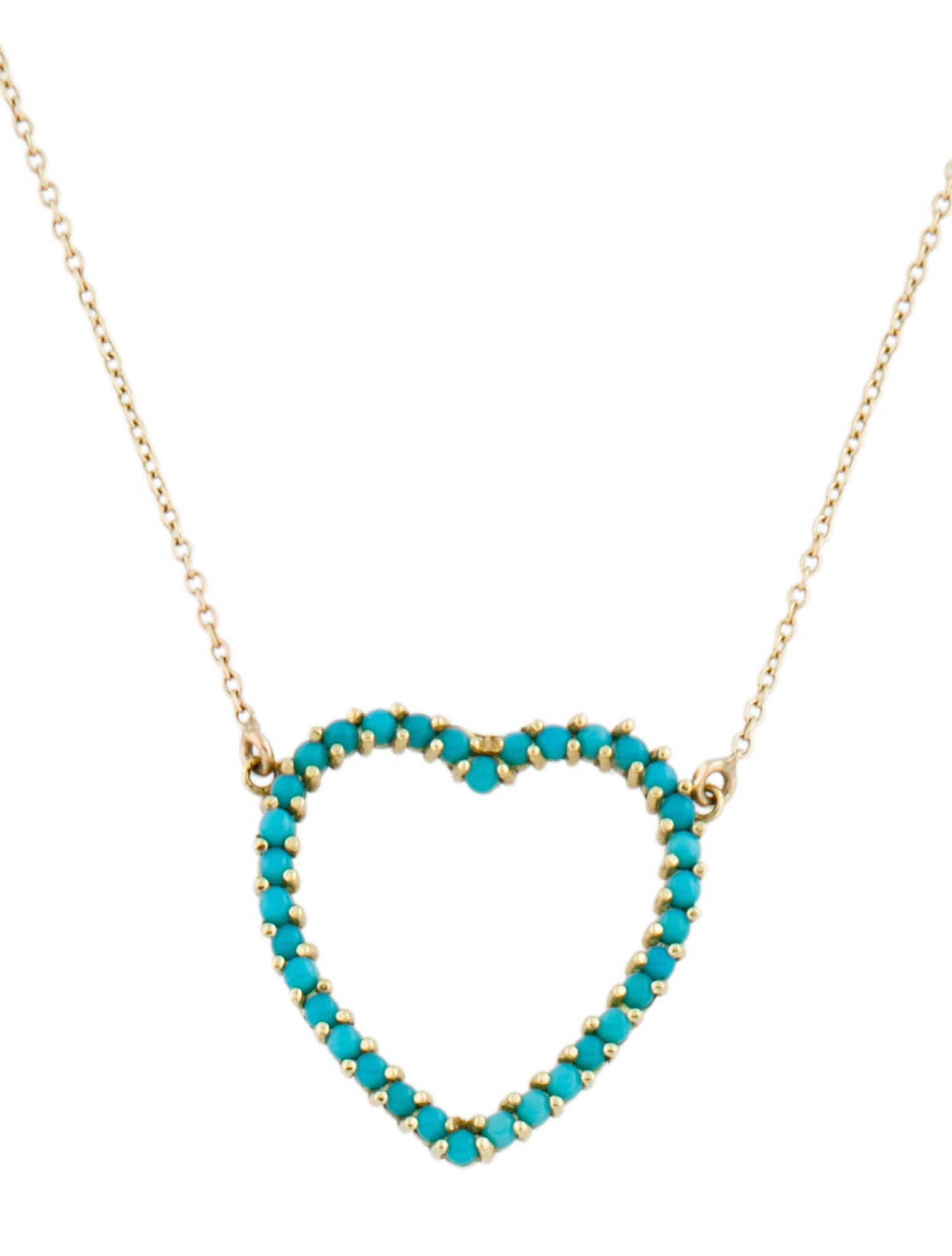 Jennifer Meyer 18K Turquoise Open Heart Pendant Necklace