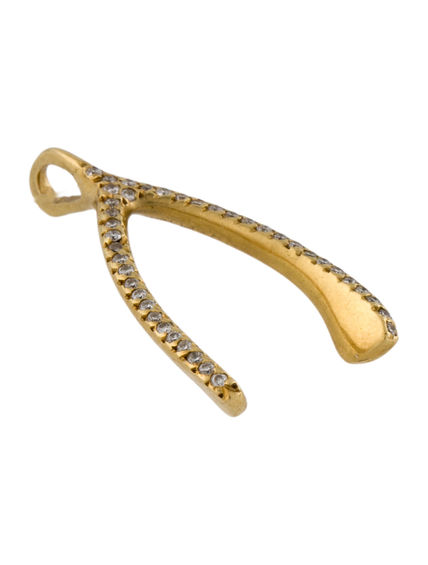 Jennifer Meyer 18K Diamond Wishbone Pendant