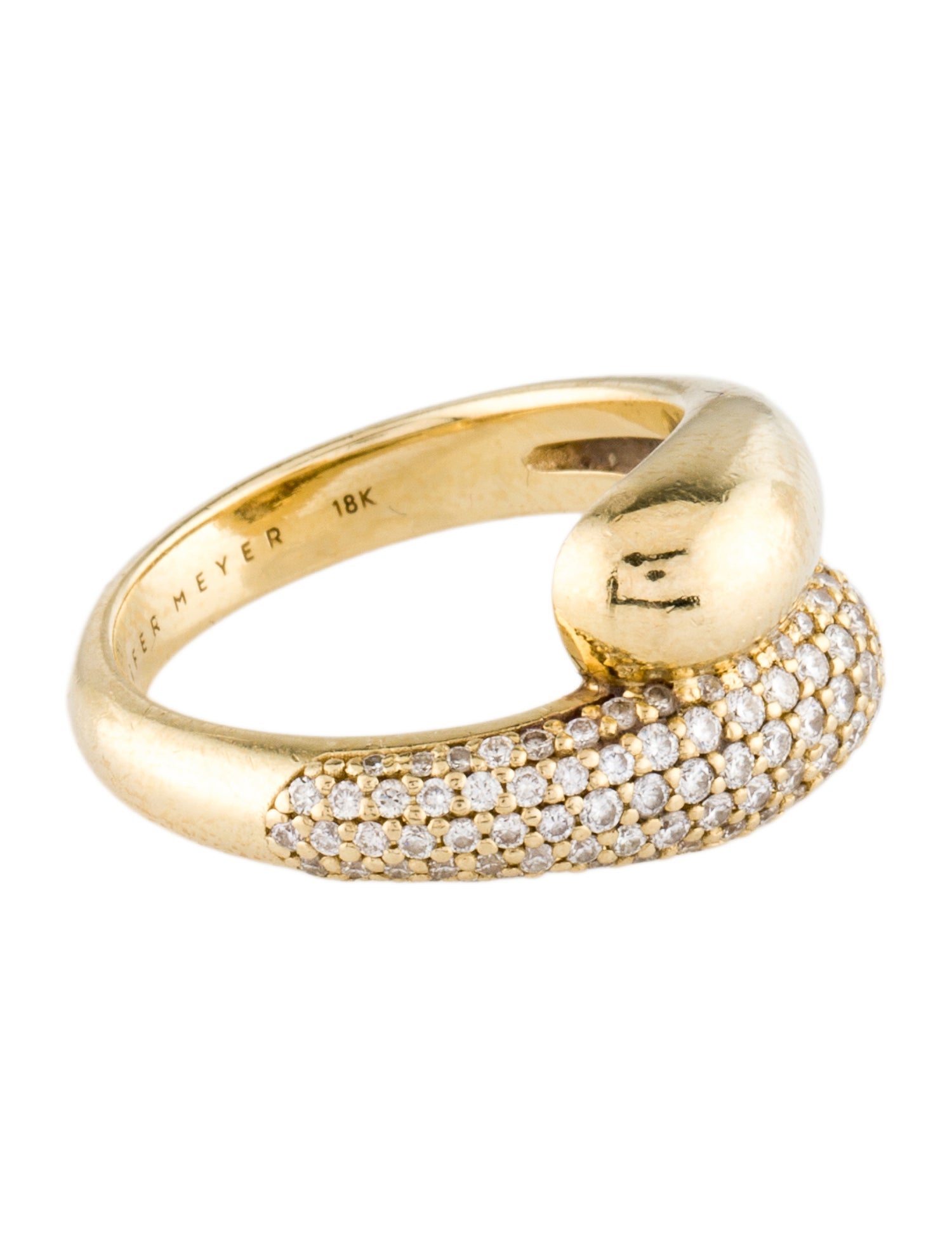 Jennifer Meyer 18K Diamond Large Double Dome Ring with Pave Accent