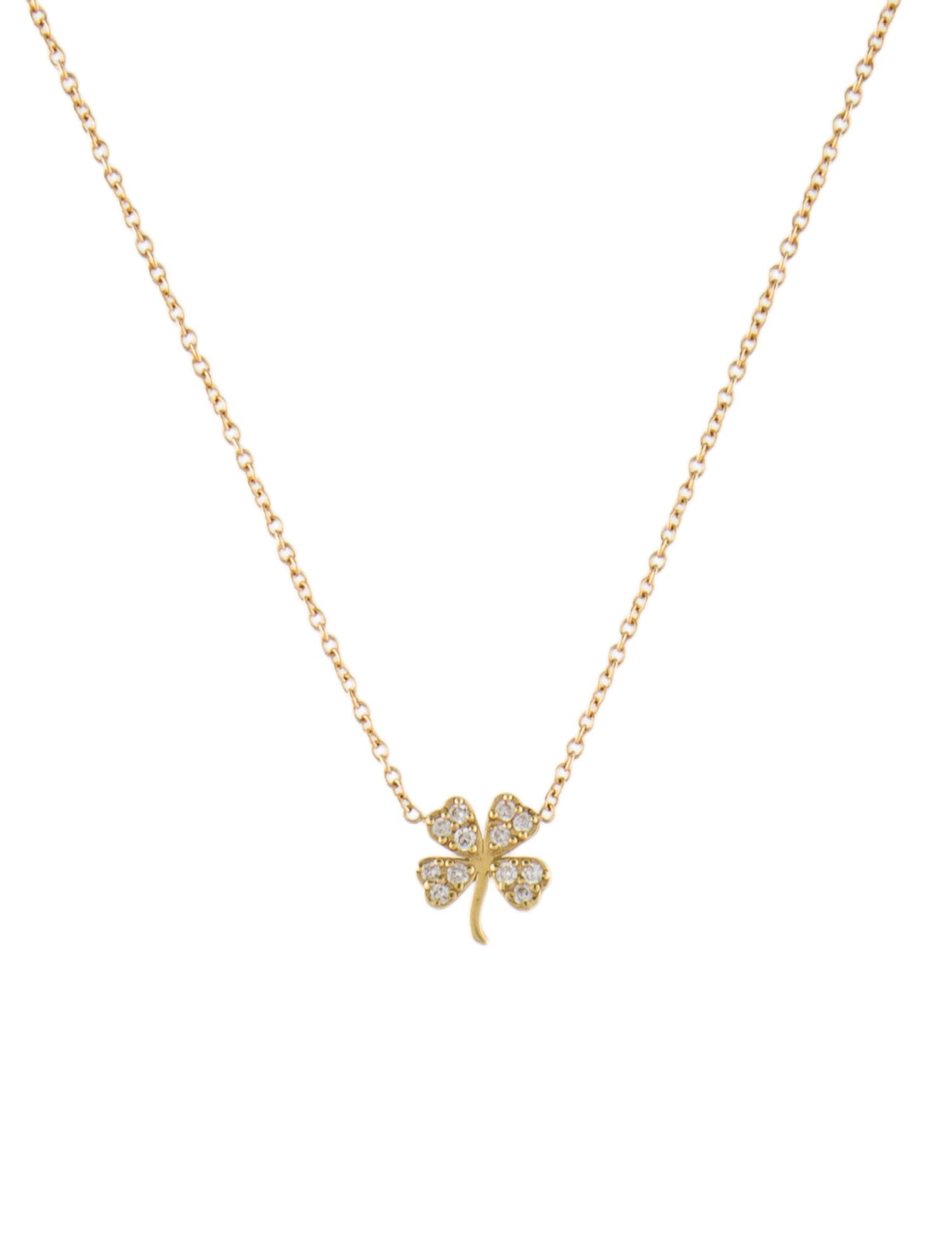 Jennifer Meyer 18K Diamond Mini Clover Necklace