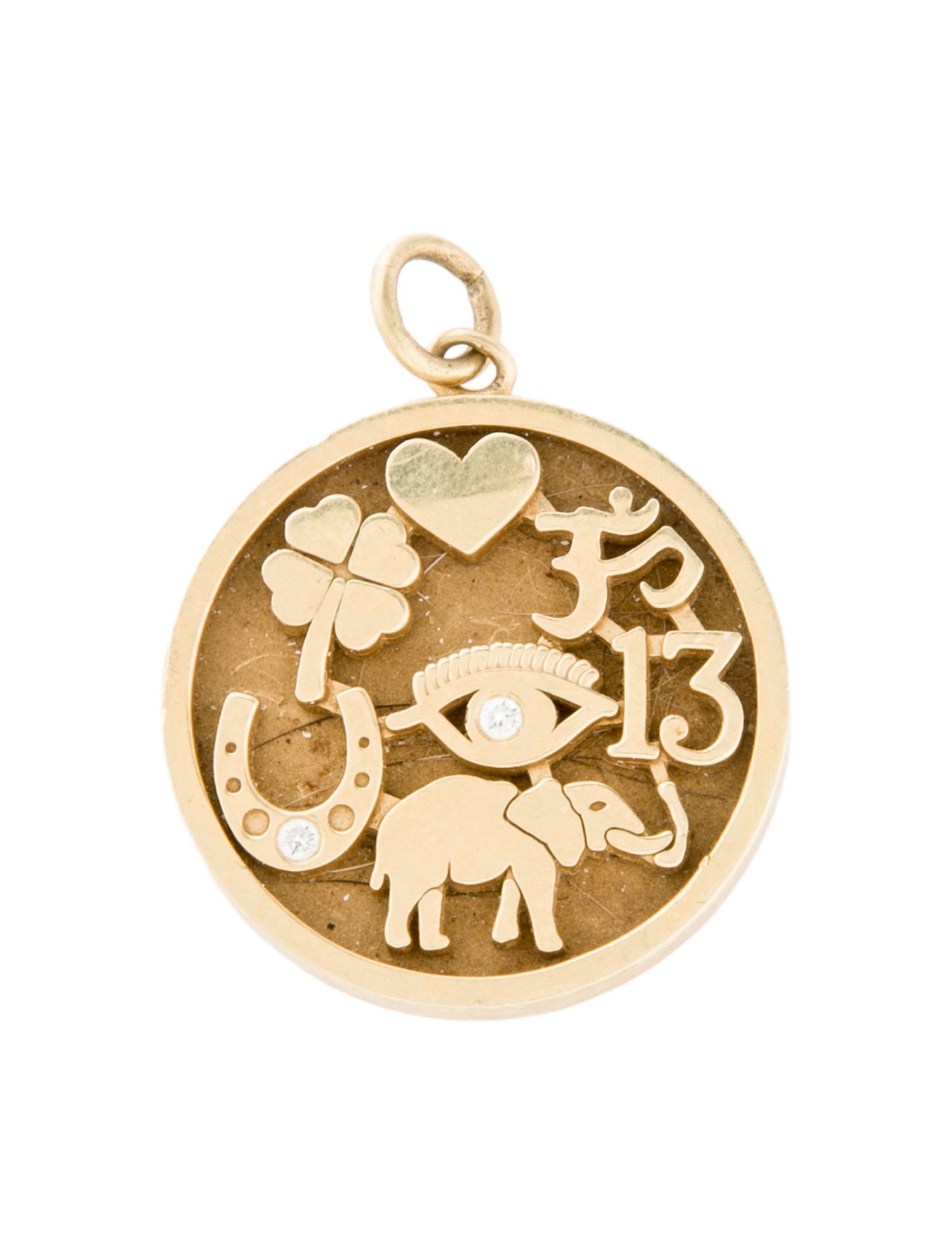 Jennifer Meyer 18K Diamond Good Luck Pendant