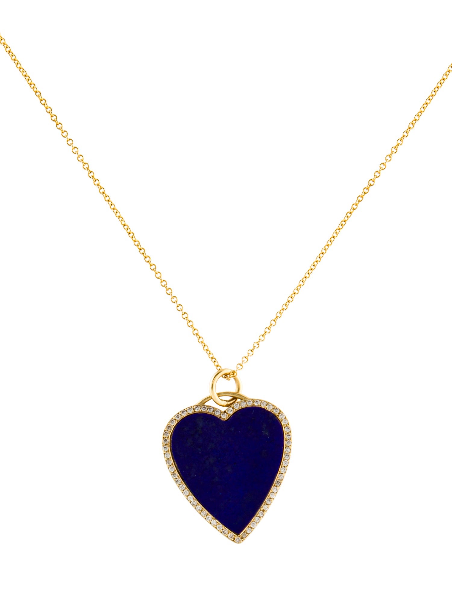 Jennifer Meyer Lapis Lazuli Inlay Heart & Diamond Pendant Necklace