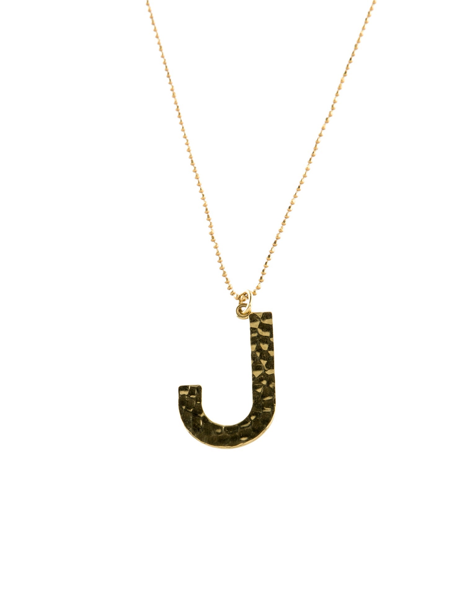 Jennifer Meyer 18K Initial 'J' Hammered Pendant w/ 14K Chain Necklace