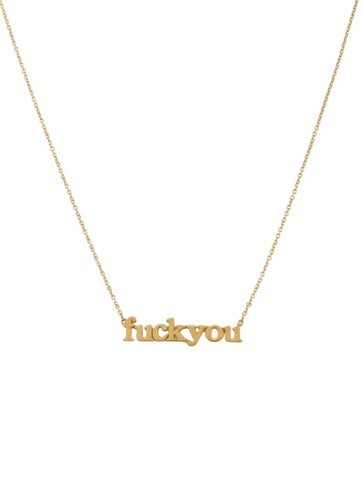 Pre-owned Jennifer Meyer "fuck You" Pendant Necklace, 17.25" In Multi
