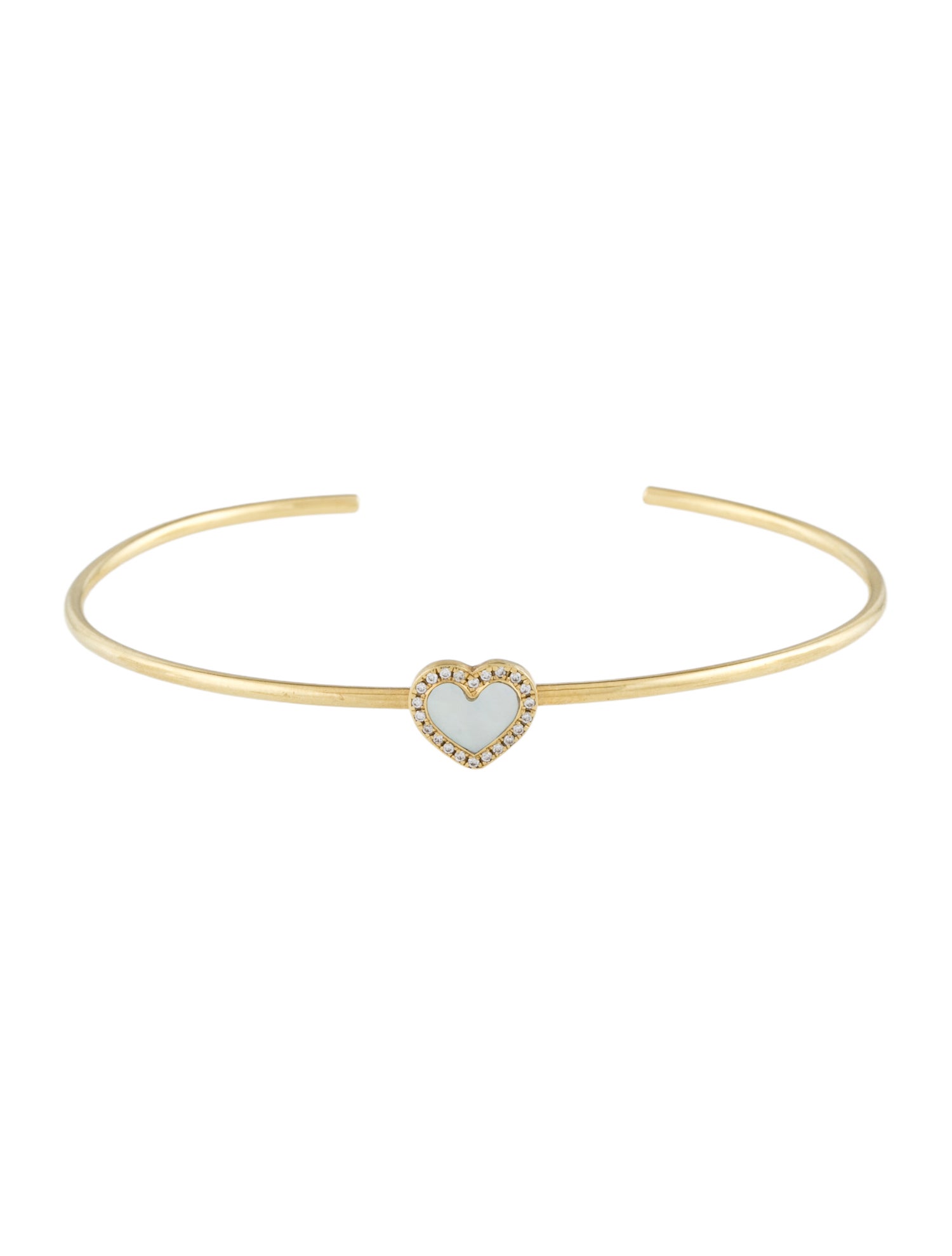 Jennifer Meyer 18K Mother of Pearl & Diamond Cuff Bracelet