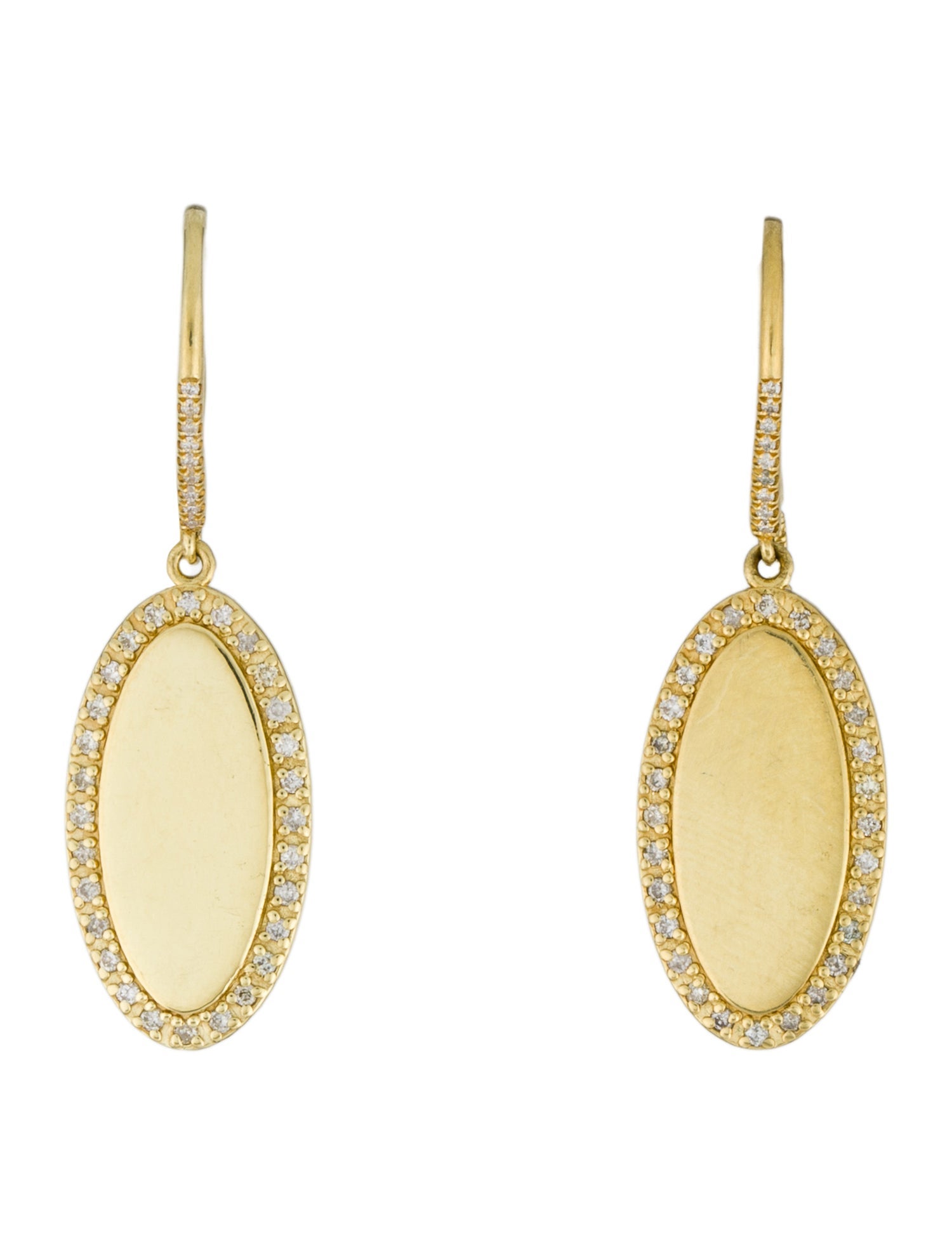 Jennifer Meyer 18K Diamond Oval Drop Earrings