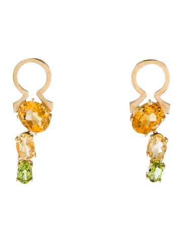Jewelmak 14K Multistone Drop Earrings