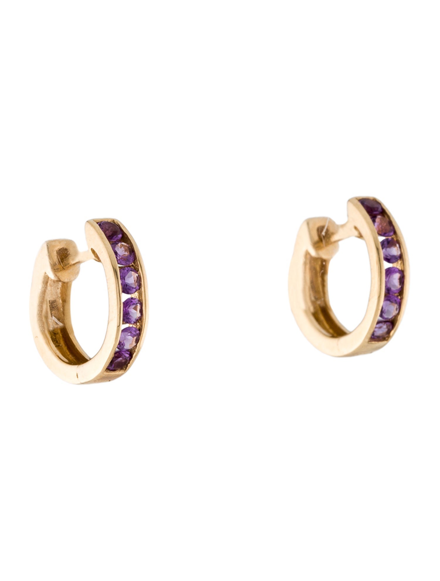 Jewelmak 14K Amethyst Huggie Earrings