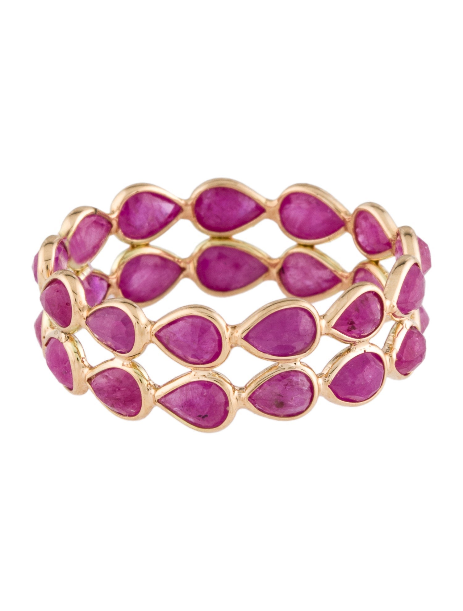 Jewelmak 14K Ruby Double Row Eternity Band