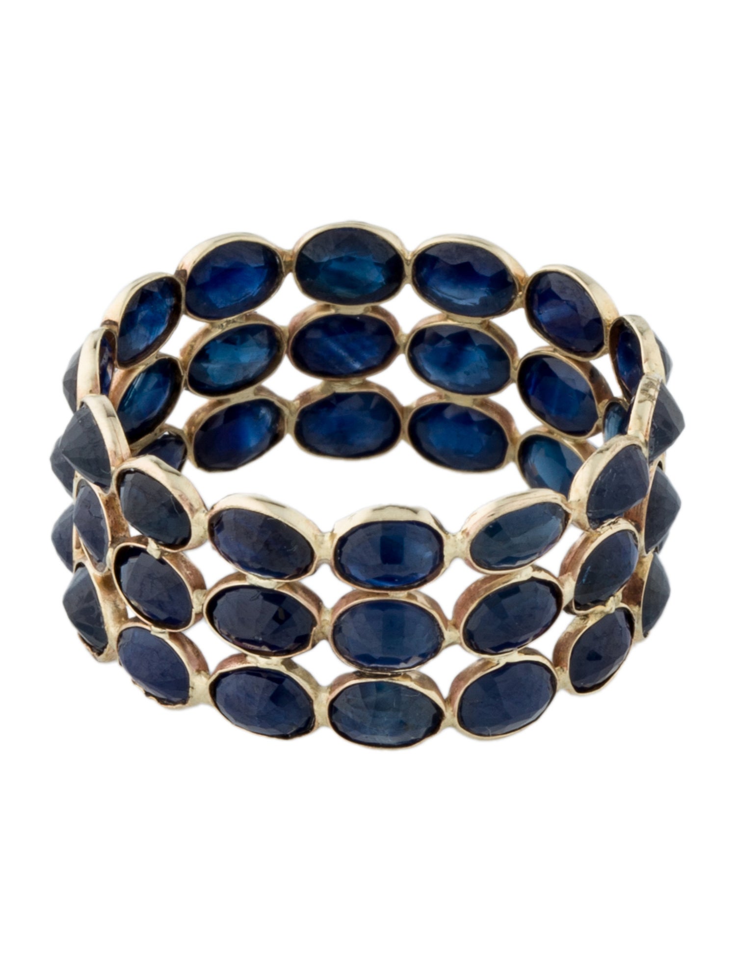 Jewelmak 14K Sapphire Three Row Eternity Band Ring