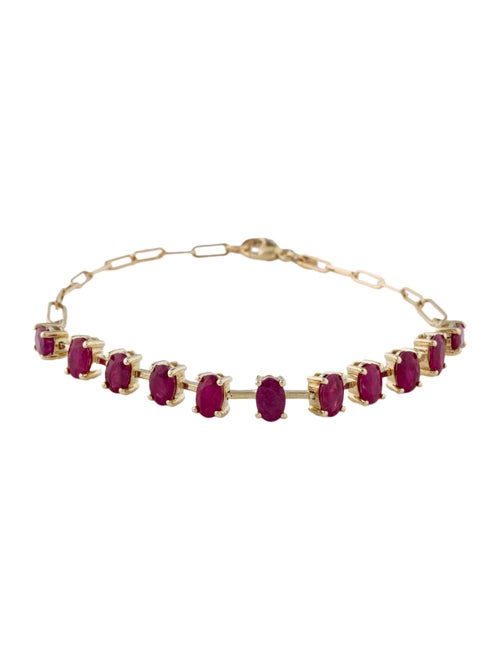 Jewelmak 14K 5.39ctw Ruby Link Bracelet