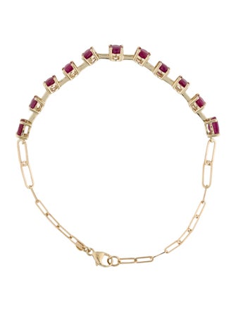 Jewelmak 14K 5.39ctw Ruby Link Bracelet