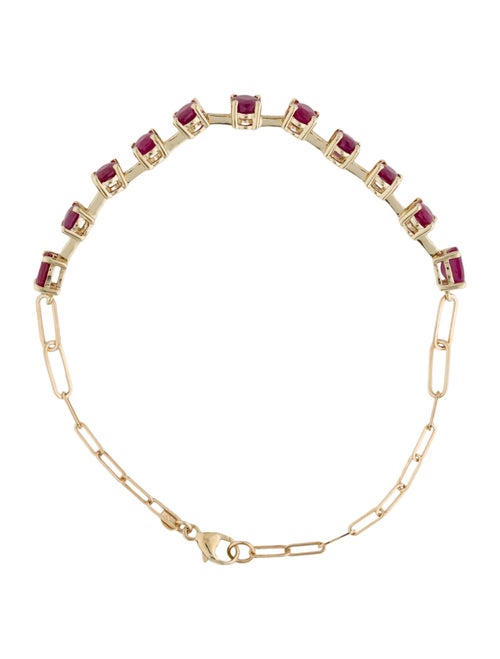 Jewelmak 14K 5.39ctw Ruby Link Bracelet