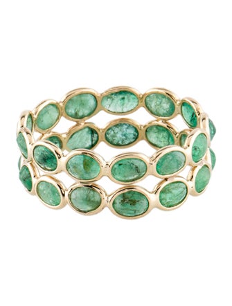 Jewelmak 14K 3.12ctw Emerald Eternity Band