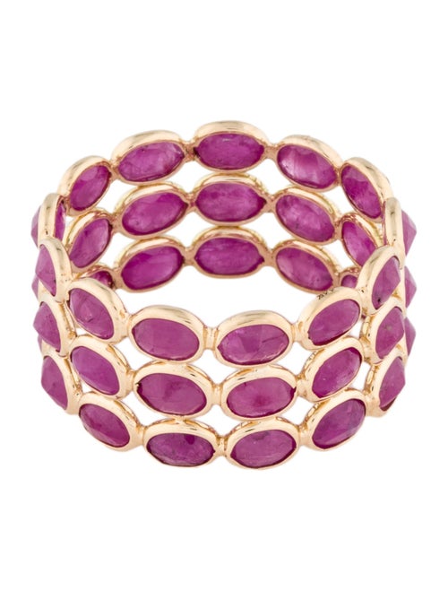 Jewelmak 14K 4.68ctw Ruby Triple Row Band