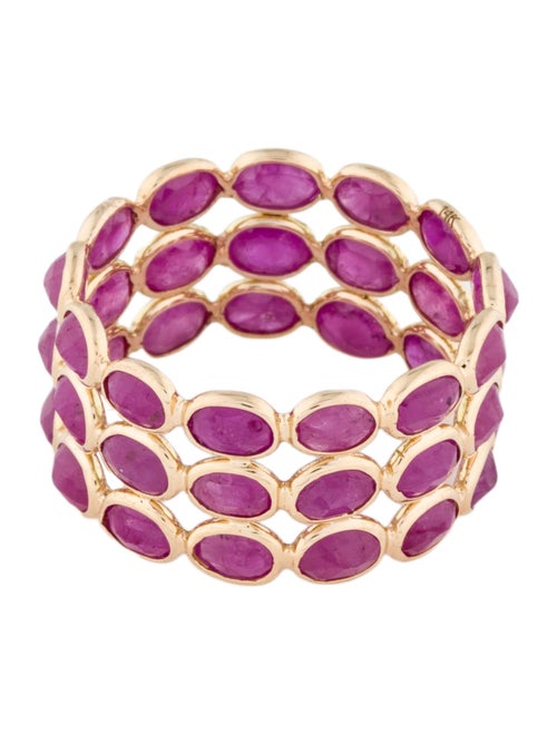 Jewelmak 14K 4.68ctw Ruby Triple Row Band