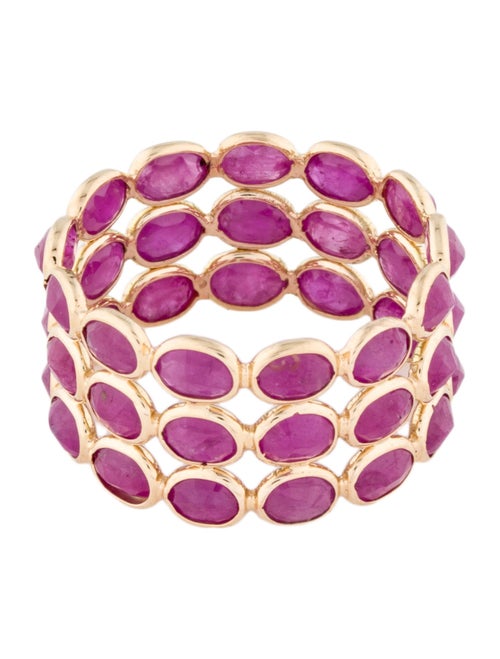 Jewelmak 14K 4.68ctw Ruby Triple Row Band