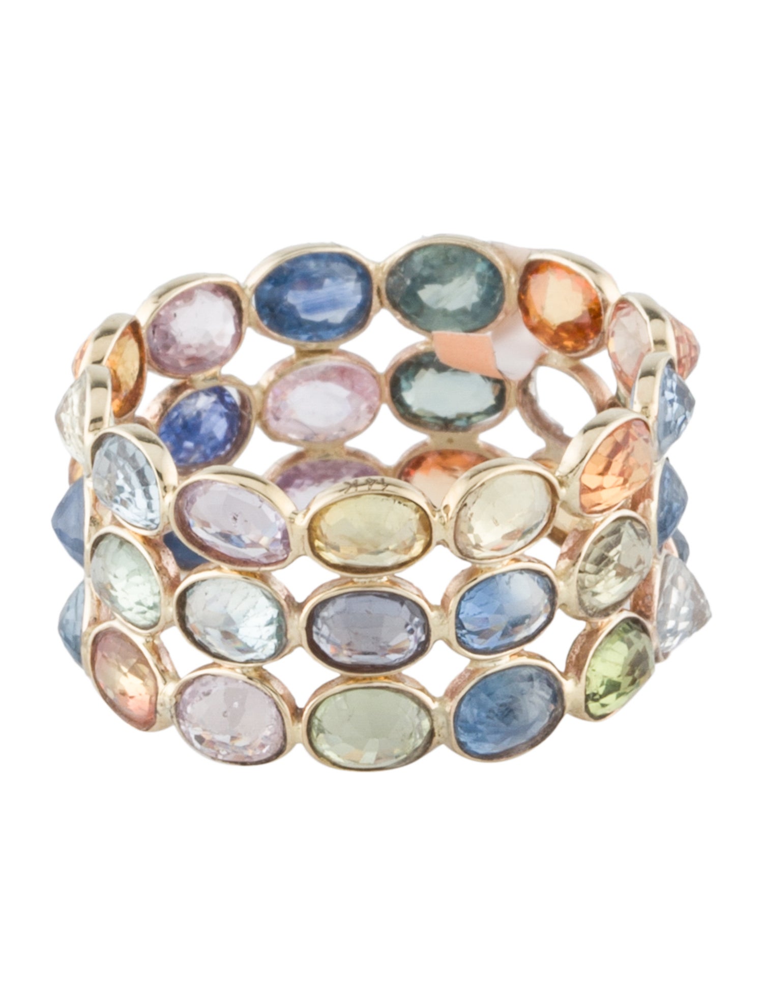 Jewelmak 14K 7.68ctw Sapphire Multicolor Wide Band