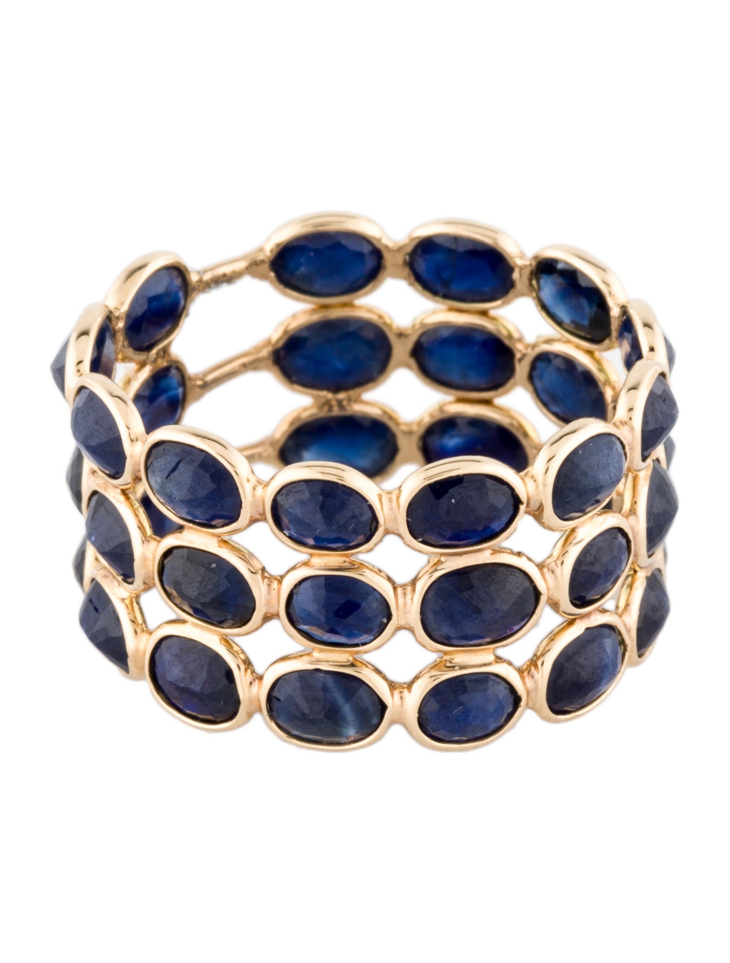 Jewelmak 14K 7.27ctw Sapphire Triple Row Eternity Band