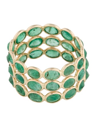 Jewelmak 14K 7.27ctw Emerald Triple Row Eternity Band