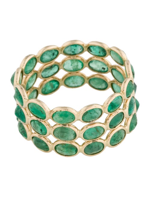 Jewelmak 14K 7.27ctw Emerald Triple Row Eternity Band