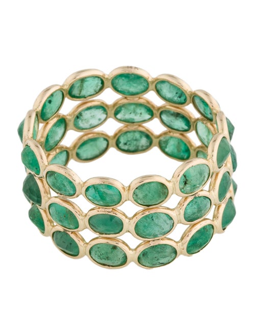 Jewelmak 14K 7.27ctw Emerald Triple Row Eternity Band