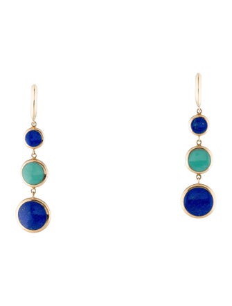 Jewelmak 14K Lapis Lazuli & Turquoise Drop Earrings