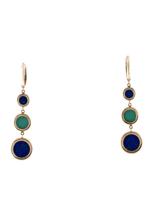 Jewelmak 14K Lapis Lazuli & Turquoise Drop Earrings