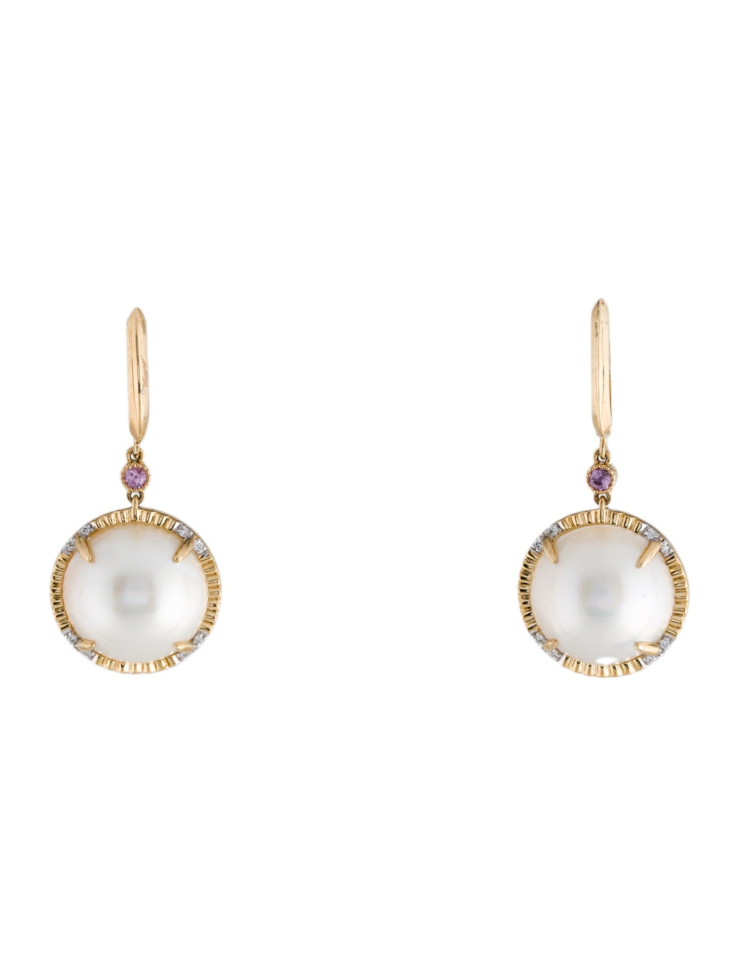 Jewelmak 14K Pearl, Sapphire & Diamond Drop Earrings