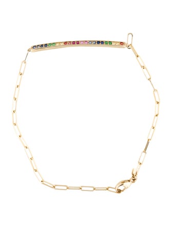 Jewelmak 14K Sapphire, Ruby, & Tsavorite Garnet Bar Bracelet