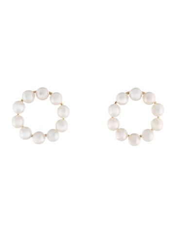 Jewelmak Drop 14K Pearl Circle Earrings 4.0-4.5mm
