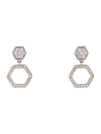 Jewelmak 14K Diamond Hexagonal Drop Earrings