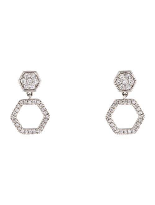 Jewelmak 14K Diamond Hexagonal Drop Earrings