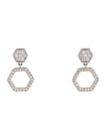 Jewelmak Drop 14K Diamond Hexagonal Earrings