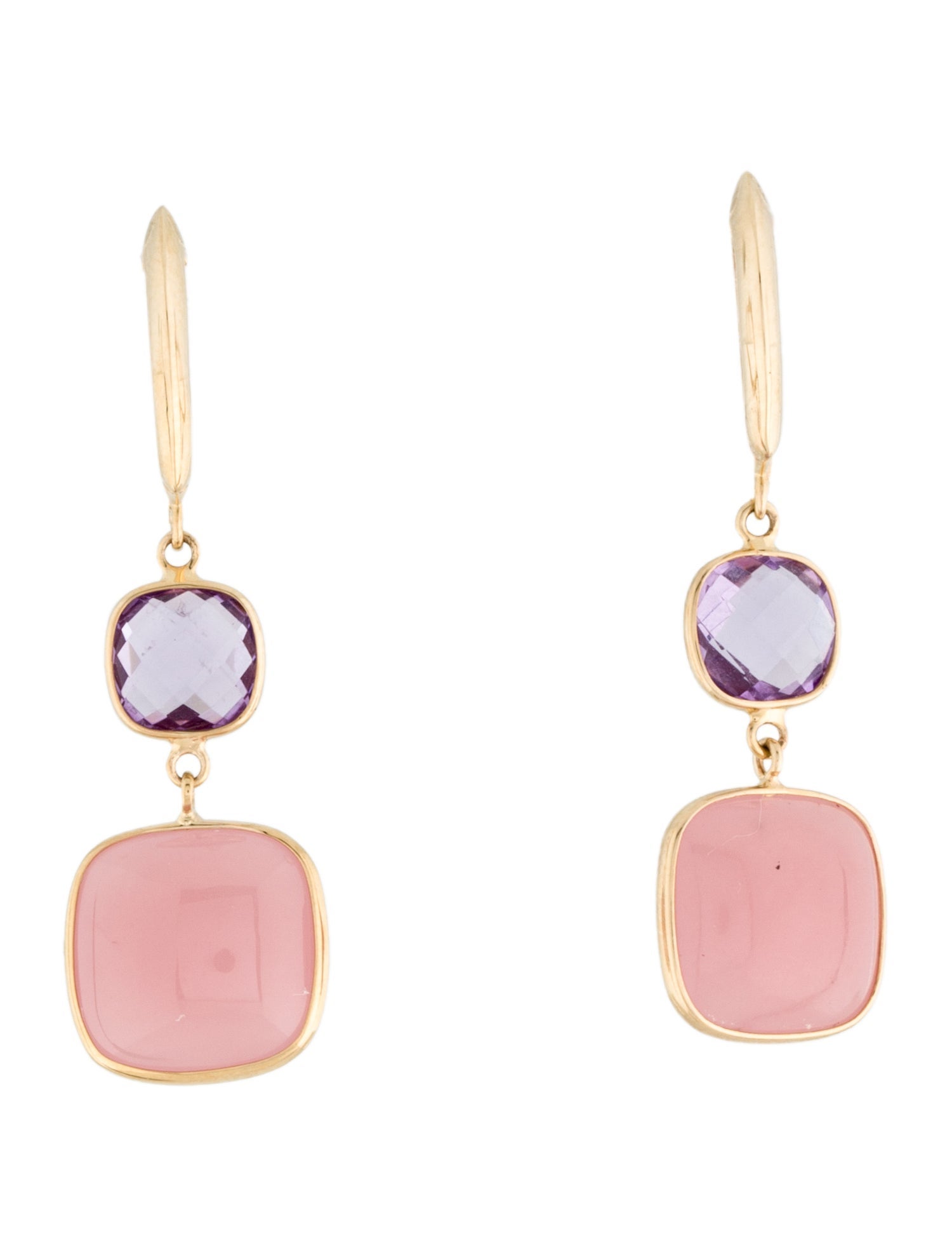Jewelmak 14K Chalcedony & Amethyst Drop Earrings