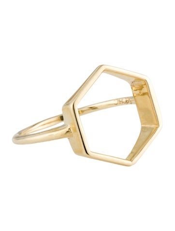 Jewelmak Cocktail Ring 14K Open Hexagon 7
