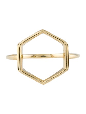 Jewelmak 14K Open Hexagon Cocktail Ring