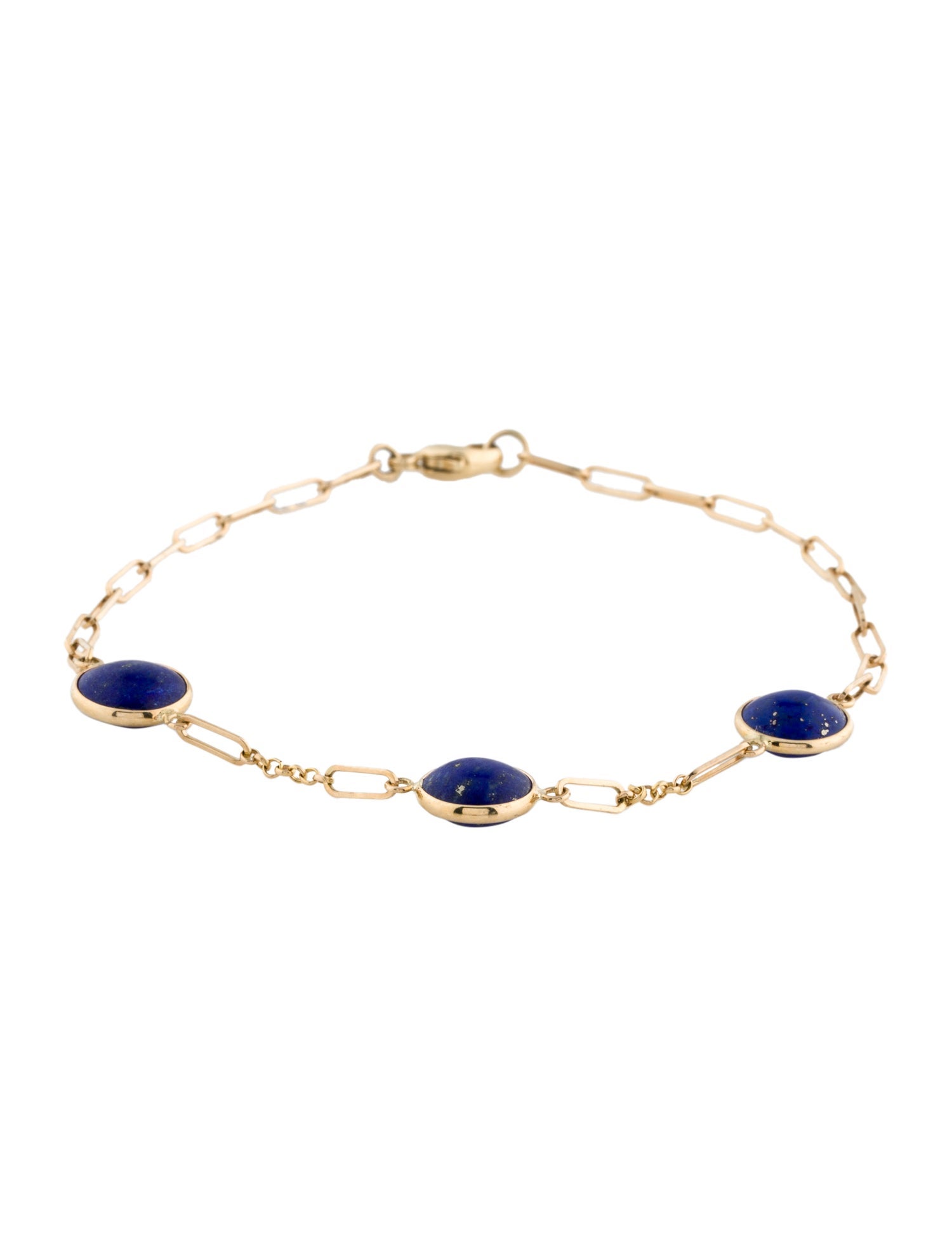Jewelmak 14K Lapis Lazuli Station Bracelet