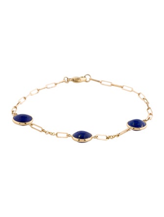 Jewelmak 14K Lapis Lazuli Station Bracelet