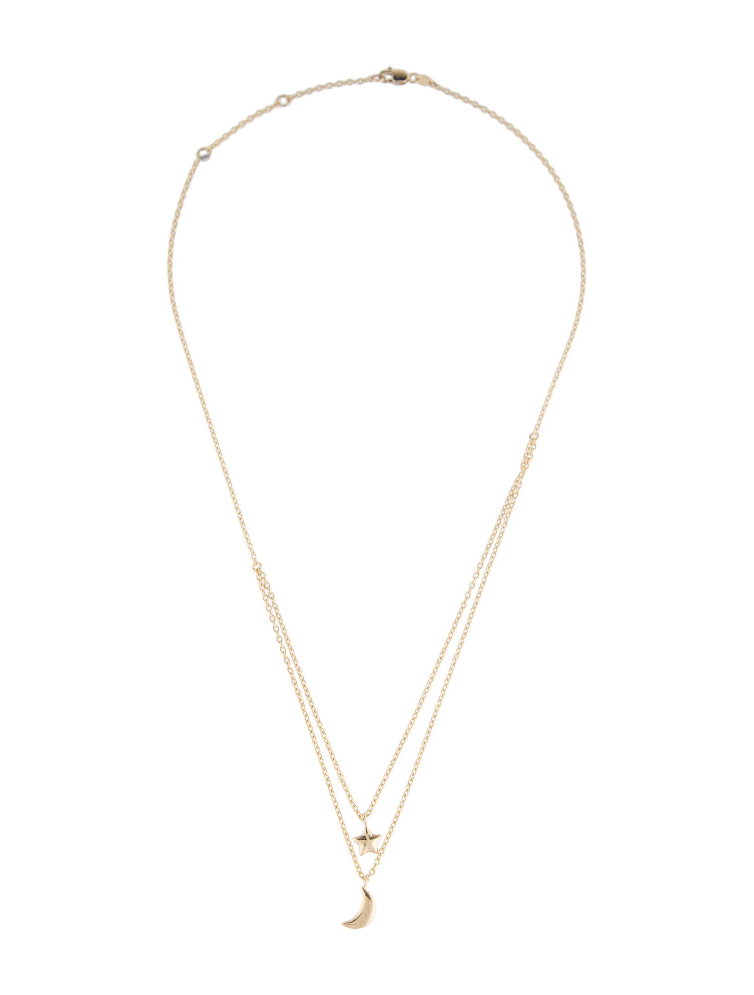 Jewelmak 14K Star & Moon Double Layer Necklace