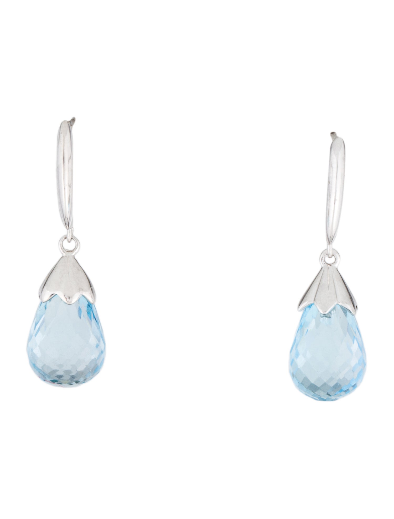 Jewelmak 14K Topaz Drop Hoop Earrings