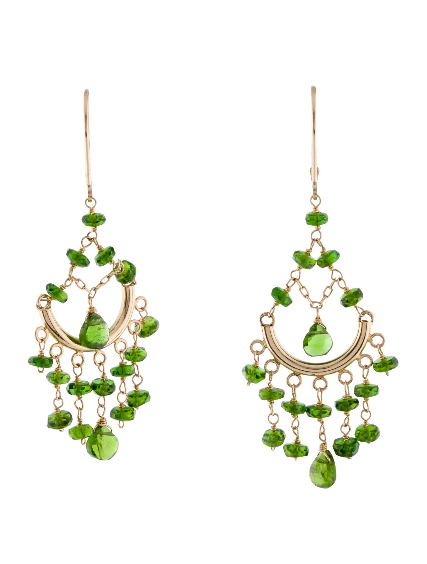 Jewelmak 14K Diopside Chandelier Drop Earrings