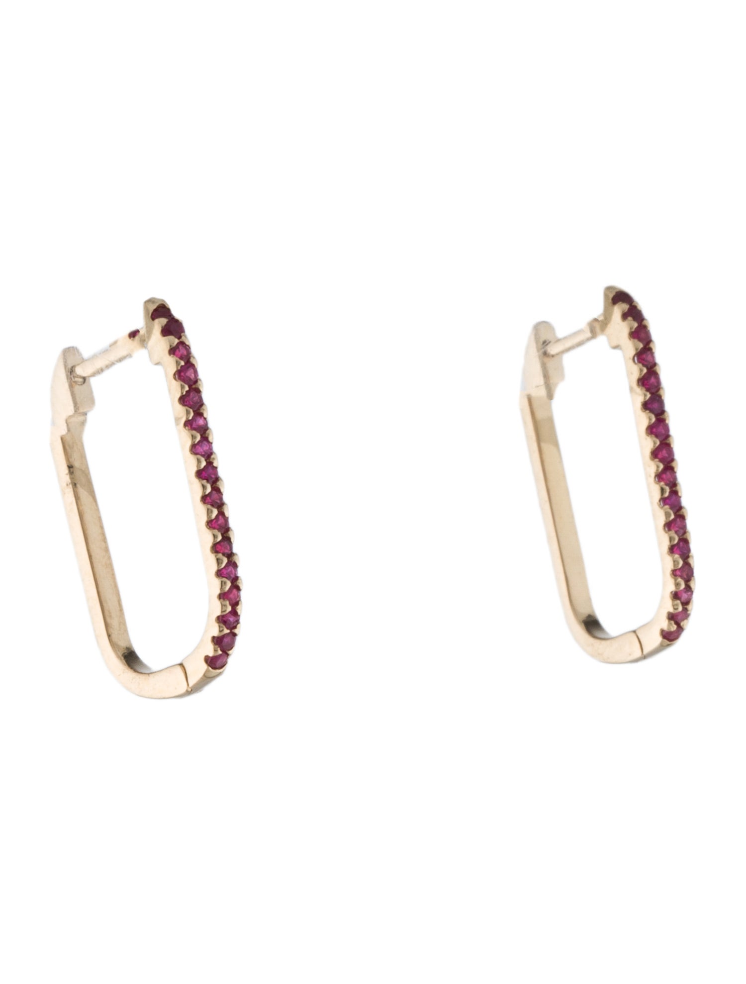 Jewelmak 14K Ruby U-Hoop Earrings
