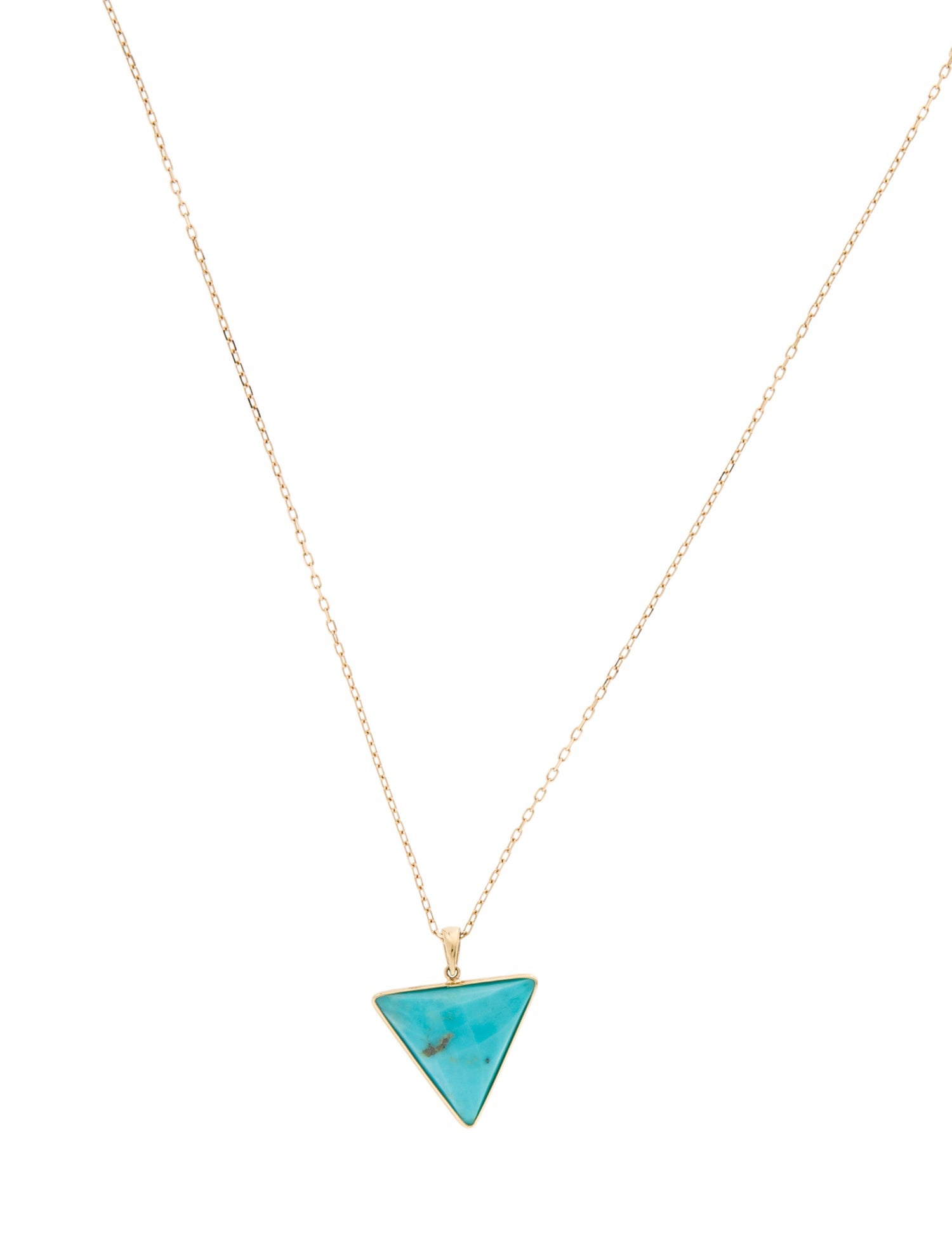 Jewelmak 14K Turquoise Triangle Pendant Necklace
