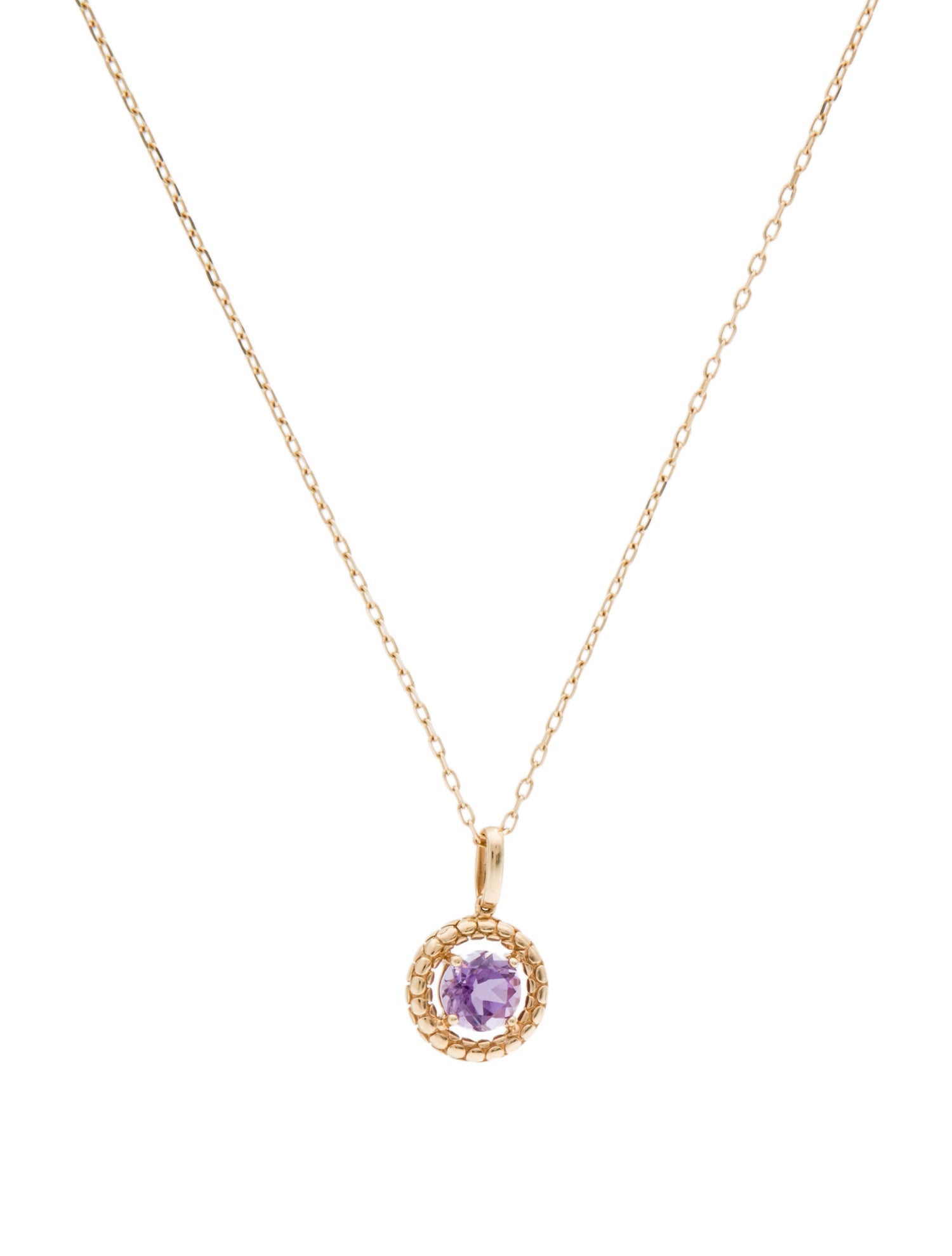 Jewelmak 14K Amethyst Pendant Necklace