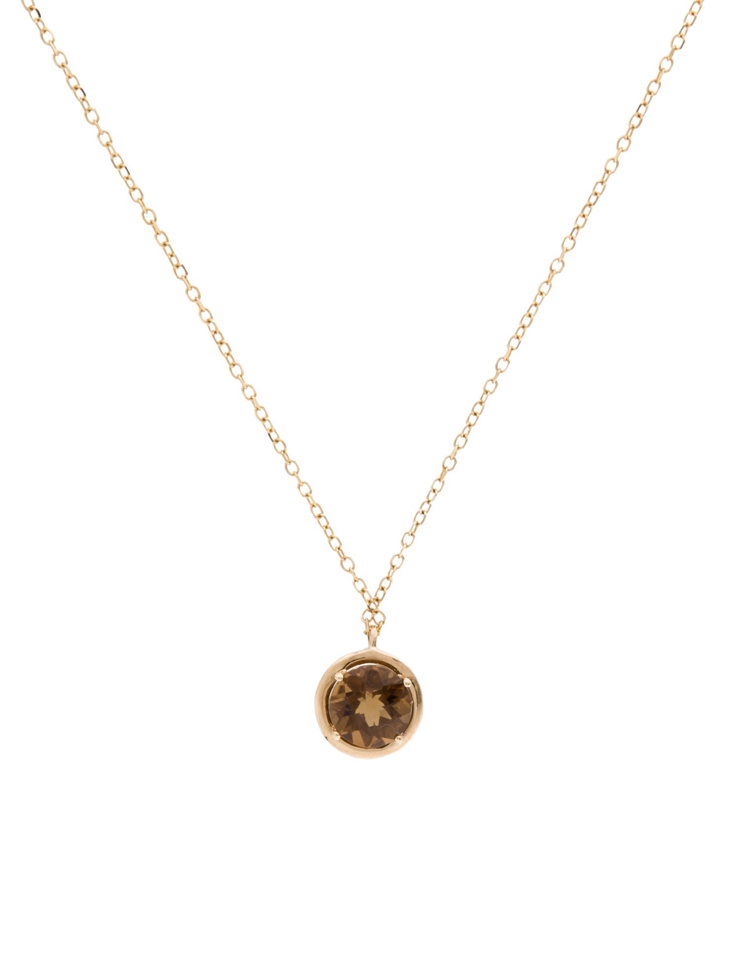 Jewelmak 14K Smoky Quartz Pendant Necklace