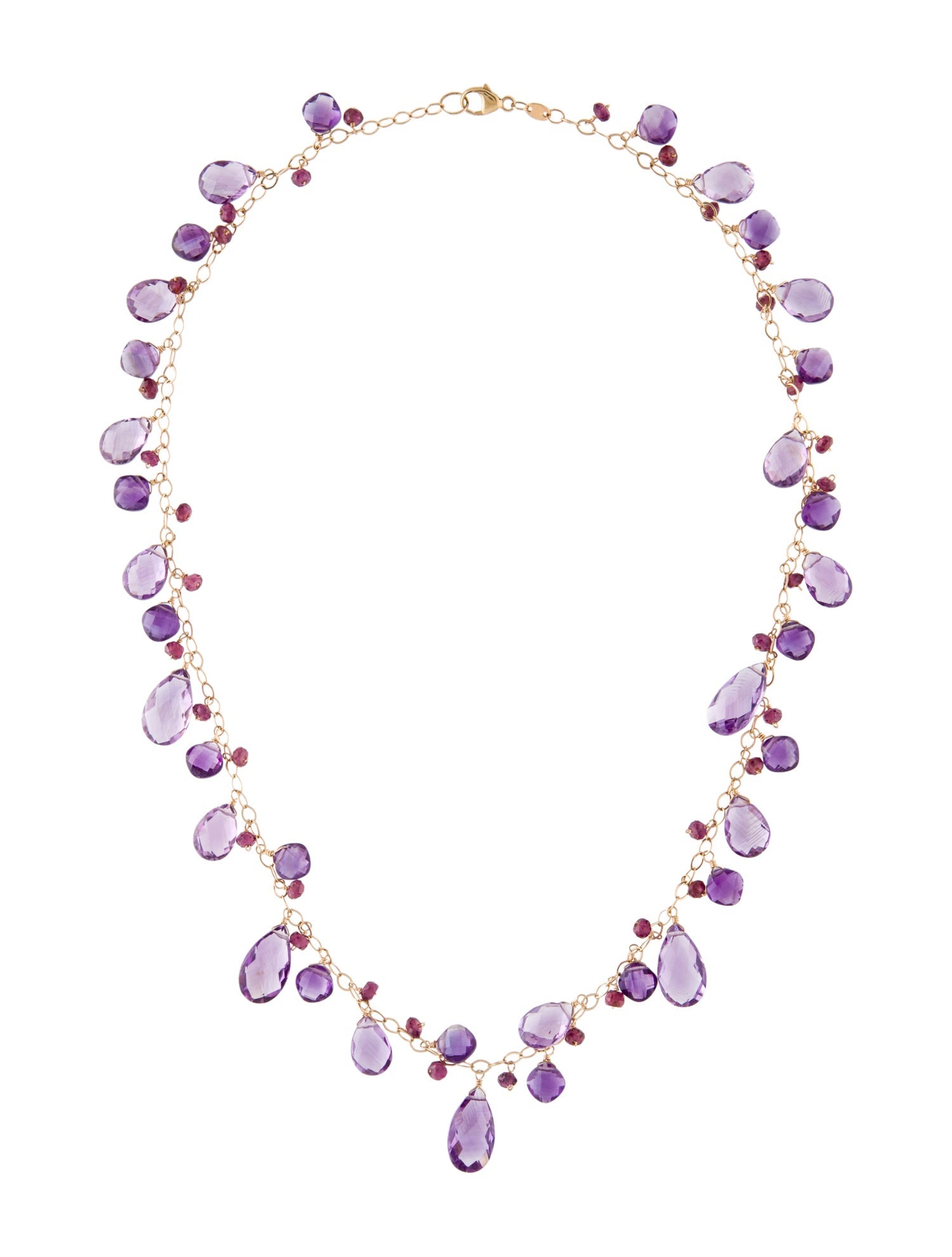 Jewelmak 14K Amethyst & Rhodolite Beaded Necklace